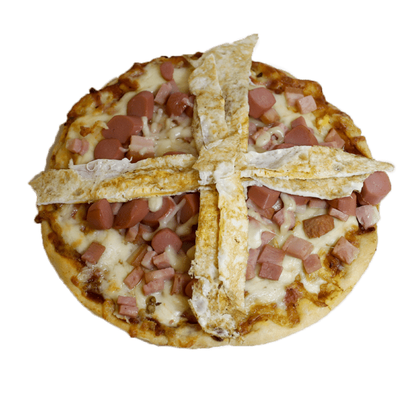 Pizza de salchichas, bacon y huevo VIENA - TIA TOTA - Pizzas en Alhama de Murcia